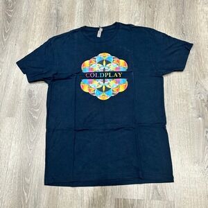 Coldplay T-Shirt Men's Large Navy Head Full Of Dreams Tour Concert Band 2017